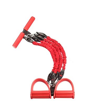 4-Tube Multifunction Tension Rope Pedal Resistance Band Detachable Pull Rope Sit Up Aid Yoga Fitness Exercise Equipment