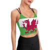 Adugen Origei Yoga Women's Performance Stretchy Wales Flag Sports Workout Running Top Vest M