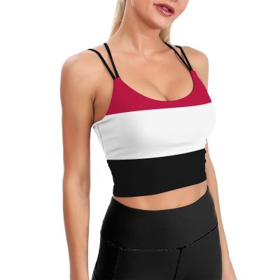 Adugen Origei Yoga Women's Performance Stretchy Yemen Flag Sports Workout Running Top Vest L