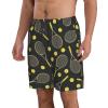 Funny Tennis Racquets and Tennis Balls Print Men's Beach Shorts Hot Summer Swim Trunks Sports Running Bathing Suits Shorts White view 2
