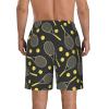 Funny Tennis Racquets and Tennis Balls Print Men's Beach Shorts Hot Summer Swim Trunks Sports Running Bathing Suits Shorts White view 3