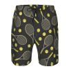 Funny Tennis Racquets and Tennis Balls Print Men's Beach Shorts Hot Summer Swim Trunks Sports Running Bathing Suits Shorts White view 4