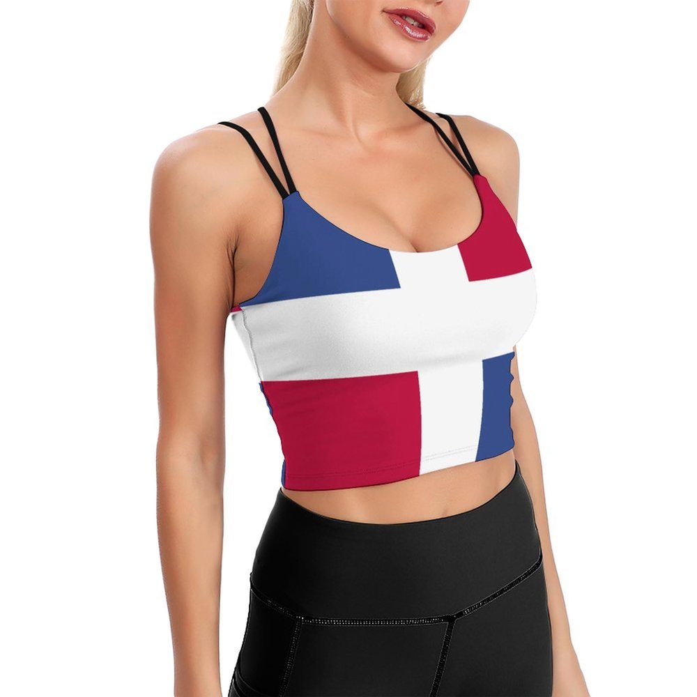 Adugen Origei Womens Dominican Flag Sleeveless Workout Tops for Athletic Tank Top for Running Yoga M