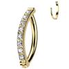 Kruelty Body Jewelry Titanium Belly Button Ring Hinged Hoop Clicker 14 Gauge & Square Gem Gold/Clear view 1