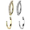 Kruelty Body Jewelry Titanium Belly Button Ring Hinged Hoop Clicker 14 Gauge & Square Gem Gold/Clear view 4