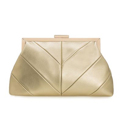 IXEBELLA PU Clutch Purse for Women Dressy Evening Bag Formal Handbag for Wedding, Prom, Cocktail Party (Light Gold)