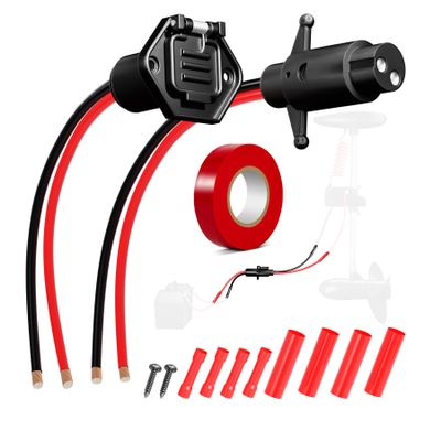 12-24V 8 Gauge 2 Wire Trolling Motor Plug and Receptacle Compatible with Minn Kota Marine Boat Kayak, Male & Female Connector,Trolling Motor Quick Connect Wire Kit