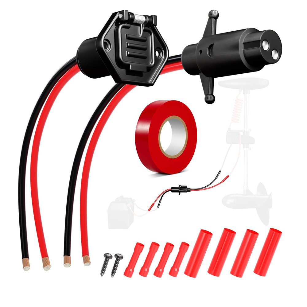 12-24V 8 Gauge 2 Wire Trolling Motor Plug and Receptacle Compatible with Minn Kota Marine Boat Kayak, Male & Female Connector,Trolling Motor Quick Connect Wire Kit