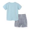 AMIMOJY Toddler Boys Baby Summer Outfit Cartoon Prints Shorts Sleeve T Shirt Tops Plaid Shorts Set Casual Knit Kid Set 2Pcs, 5T view 2