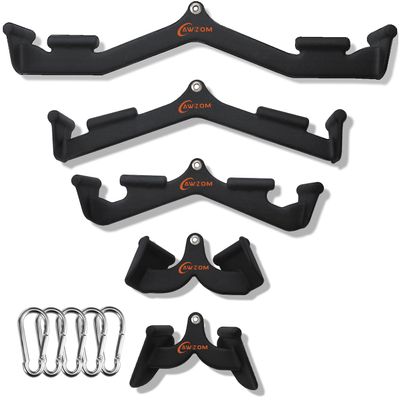 AWNOM LAT Pulldown Attachments for Cable Machines, Cable Machine Attachments for Home Gym T Bar V Bar LAT Pulldown Machines Attachments, Back Tricep Bar Strength Training Handle Grip