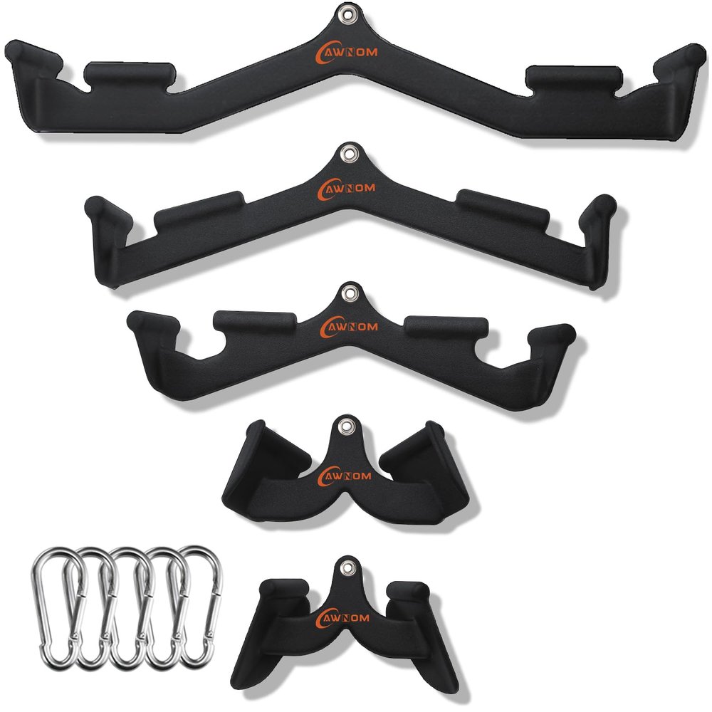 AWNOM LAT Pulldown Attachments for Cable Machines, Cable Machine Attachments for Home Gym T Bar V Bar LAT Pulldown Machines Attachments, Back Tricep Bar Strength Training Handle Grip