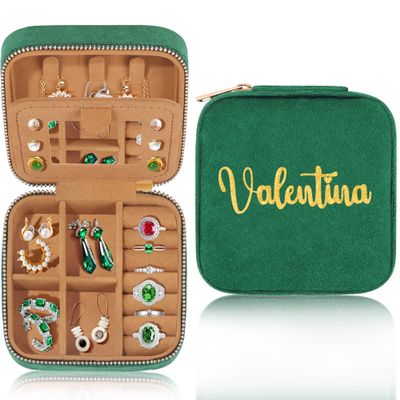 JSTUMB Valentina Personalized Jewelry Organizer for Women - 18th Birthday Gift for Girls - Small Jewelry Box With Name