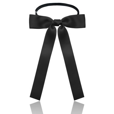 Luckyvestir Western Bow Ties for Men Women, Black/Red Colonel Satin Ribbon String Bow Tie for Costume Uniform (Black)