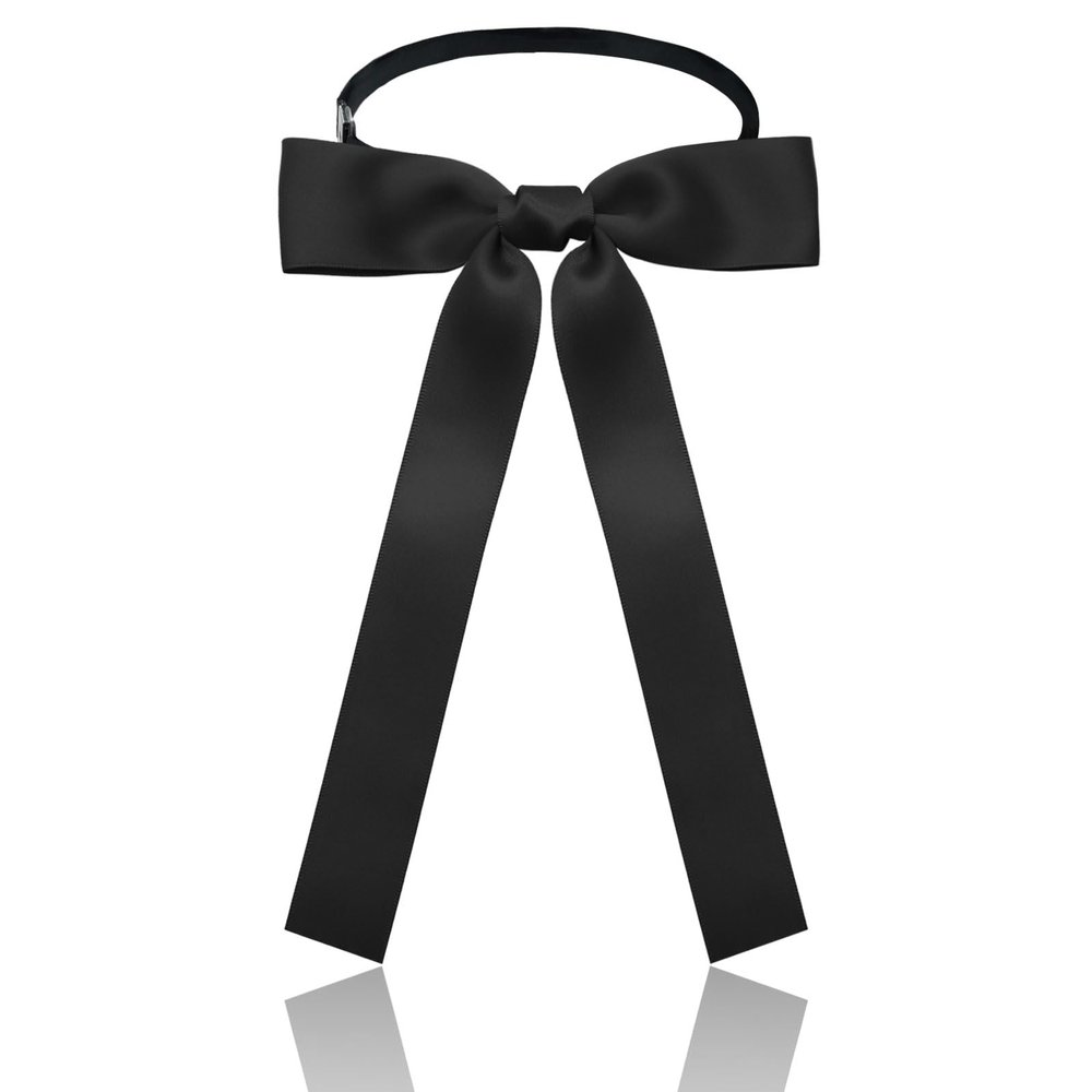 Luckyvestir Western Bow Ties for Men Women, Black/Red Colonel Satin Ribbon String Bow Tie for Costume Uniform (Black)