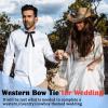 Luckyvestir Western Bow Ties for Men Women, Black/Red Colonel Satin Ribbon String Bow Tie for Costume Uniform (Black) view 4