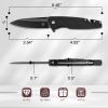 AUBEY Pocket Knife, 8Cr14Mov Steel Blade 3.54", 3-in-1 Folding Knife for Men, Tactical Multitool Knife with Glass Breaker Seat Belt Cutter for EDC Outdoor Survival Camping Hiking (G10 Handle) view 4