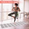Geometric Grey Yoga Mat Towel with Corner Pockets for Hot Yoga Non Slip,Absorbent Yoga Blankets Soft Gym Sweat Working Out Fitness Pilates Towels 74"x26" Retro Boho Bohemia Farmhouse Stripes view 2