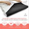Geometric Grey Yoga Mat Towel with Corner Pockets for Hot Yoga Non Slip,Absorbent Yoga Blankets Soft Gym Sweat Working Out Fitness Pilates Towels 74"x26" Retro Boho Bohemia Farmhouse Stripes view 3