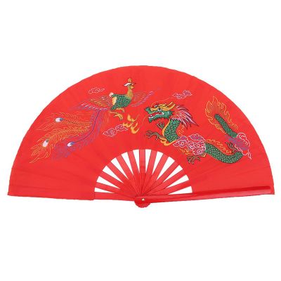WGFOIP Red Bamboo Fan for Right Hand, Deluxe Painting, Tai Chi Dance Practice, Silk Fabric, Smooth, Sturdy Rivet, Lightweight, Suitable for Tai Chi Training, Dance, #141, WGFOIPepimuqnc56