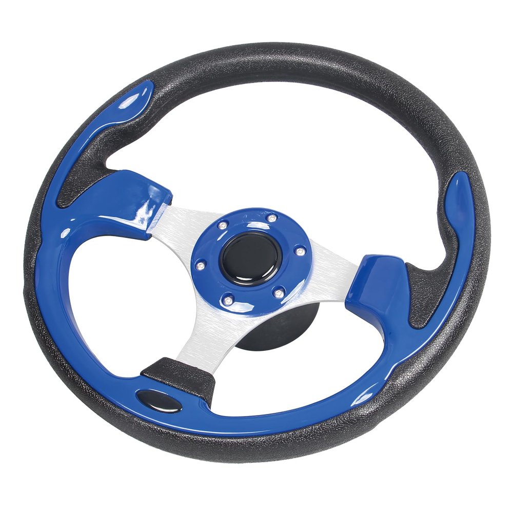 Spaorcco 12.5inch Blue Marine Boat Steering Wheel Rust-proof and Corrosion Resistance. with 3/4" Axle Hub Adapter for Boats, Yachts, Pontoon Boats