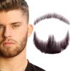 INFTOYCO Fake Beard Realistic Mustache Full Hand Tied Goatee Facial Hair Adults Men Makeup Lace Invisible False Beards for Halloween Dressing Entertainment Drama Party Movie Makeup (Black Brown) view 1