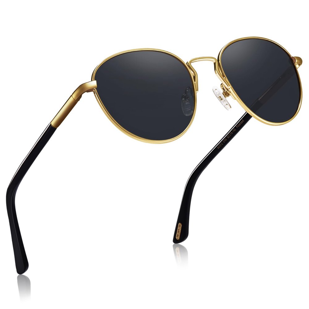 AVAWAY Polarized Sunglasses for Women UV - Protection Womens Retro Classic Shades with Gray Lens Metal Frame