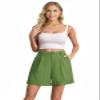 Feiersi Women Summer Dressy Elastic Waist Wide Leg Suit Tailored Shorts Trendy Work Shorts(Green,Small) view 4