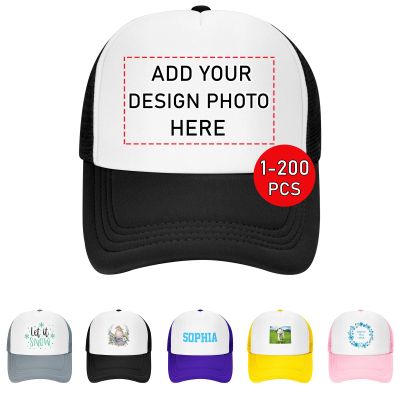 Personalized Trucker Hats Add Your Own Text Logo Photo Custom Baseball Cap for Men & Women Casual Sun Peak Hat Gifts, Black