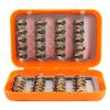 Pissente Fly Fishing, 40pcs Lifelike Fly Fishing Fly Fishing Kit Box Fly Fishing Lures High Simulation Fly Fly Hook with High Carbon Steel Hooks for Fishing Enthusiast (Golden view 1