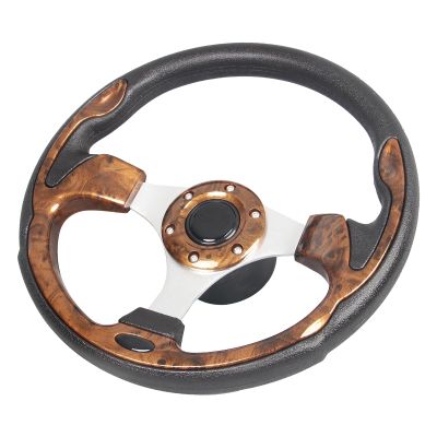 Spaorcco 12.5" Wood Grain Boat Steering Wheel Anti-Slip 3/4 Inch Axle Marine Steering Wheel Adapter for Seastar and Verad, etc. for Marine Boats, Vessels, Yacht, Pontoon Boat