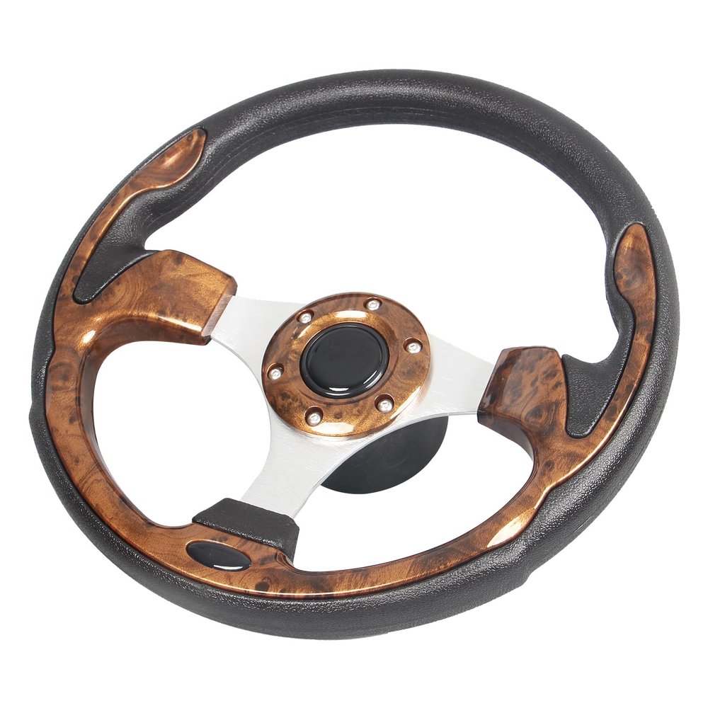 Spaorcco 12.5" Wood Grain Boat Steering Wheel Anti-Slip 3/4 Inch Axle Marine Steering Wheel Adapter for Seastar and Verad, etc. for Marine Boats, Vessels, Yacht, Pontoon Boat