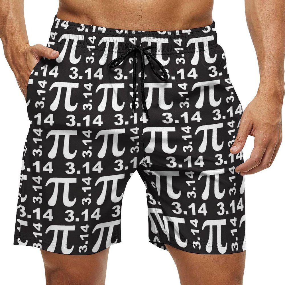 Math Number Pi 3.14 Mens Swim Trunks with Mesh Liner Quick Dry Beach Shorts Funny Swimwear with Pockets XL