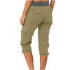 Womens Cargo Capri Pants Casual Outdoor Hiking Capris with Pockets Dressy Lightweight Ladies Loose Fit Cargo Pants Comfy Elastic Waist Capris Y2k Stretchy Twill Linen Cropped Pants Athletic Pants view 3