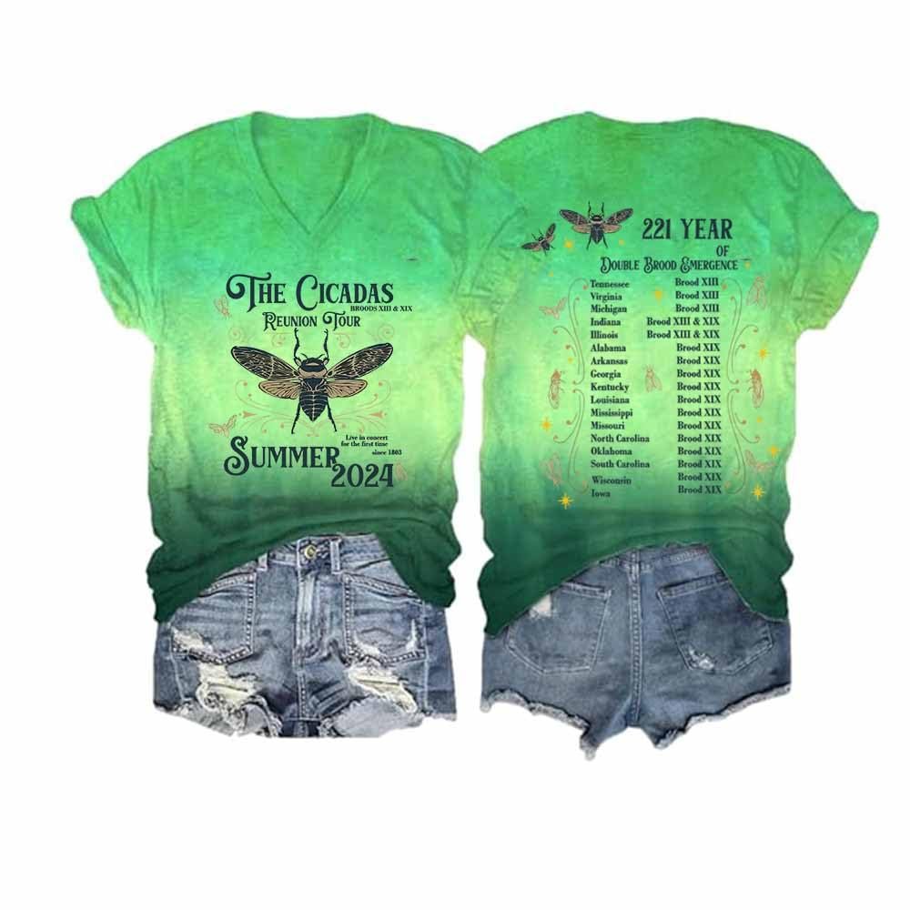 MOGUI Cicadas Reunion Tour T-Shirt The Cicadas Reunion Tour 2024 T-Shirt Cicada Shirt Funny Saying Print Cute Graphic Tee Shirt Casual Loose Top, Grass