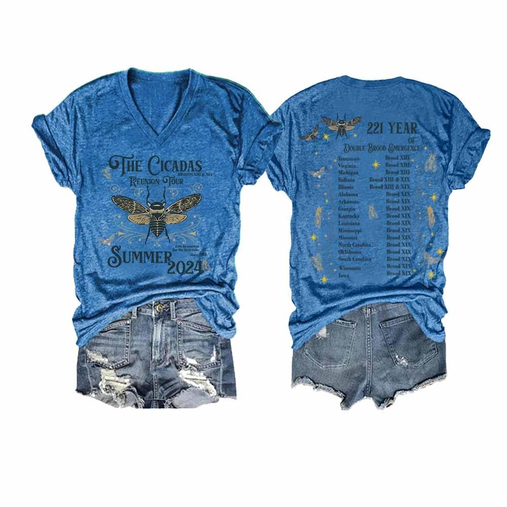 MOGUI Cicada Concert Shirt The Cicadas Reunion Tour Summer 2024 Women Men T-Shirt Cicadas 2024 T Shirt Funny Tank Top Loose Casual Tshirt Women Funny Gift Blue, X-Large