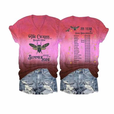 MOGUI The Cicadas Reunion Tour Summer 2024 Cicada Nature Lover T-Shirt Cicada Concert Shirt Cicadas Shirt Fun Graphic Tshirt Casual Vintage Tee Funny Vneck Tank Top Flower