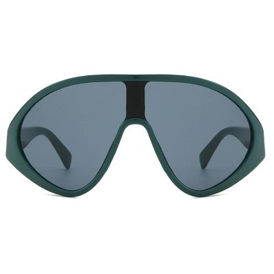 Oversized One Piece Sunglasses For Women Men Fashion Vintage Pilot Sun Glasses Large Frame Eyewear UV400 Shield Goggles N45 (green)