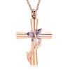 AIWENXI Butterfly Cross Urn Necklace for Ashes Birthstone Cremation Jewelry for Men Women Ashes Pendant Keepsake Memorial Ash Jewelry view 1