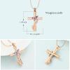 AIWENXI Butterfly Cross Urn Necklace for Ashes Birthstone Cremation Jewelry for Men Women Ashes Pendant Keepsake Memorial Ash Jewelry view 2