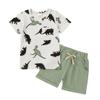 Tepuce 3T Boy Clothes Toddler Boys Summer Outfits Dinosaur T-Shirt & Shorts Pants Set 2 PieceLight Green Dinosaur 3-4T view 1
