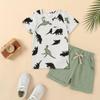 Tepuce 3T Boy Clothes Toddler Boys Summer Outfits Dinosaur T-Shirt & Shorts Pants Set 2 PieceLight Green Dinosaur 3-4T view 2