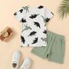 Tepuce 3T Boy Clothes Toddler Boys Summer Outfits Dinosaur T-Shirt & Shorts Pants Set 2 PieceLight Green Dinosaur 3-4T view 3