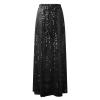 NineFit Basics Women's Sequin Maxi Skirts Vintage Elastic High Waist A-Line Skirts Elegant Maxi Cocktail Party Long Skirts Black, X-Large view 3