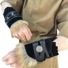 HiiFeuer Medieval Suede Arm Wraps, Renaissance Artificial Fur Bracers, Viking Wrist Band Archery Arm Guards Knight Gauntlets (Black A) view 1