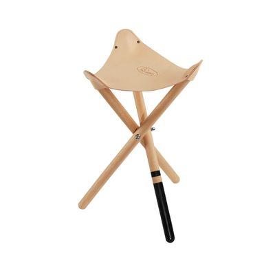 Bison Tripod Leather Stool (Tan Leather and Black Legs)