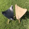 Bison Tripod Leather Stool (Tan Leather and Black Legs) view 3