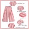 Rolanko Girls Wide Leg Pants Flowy Paperbag Summer Palazzo Trousers with Pockets Kids Linen Pants (Pink, 10-12) view 4