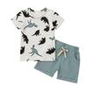 3T Toddler Boy Clothes Baby Boys Summer Outfits Dinosaur T-Shirt & Shorts Set, Light Blue Dinosaur 3-4T