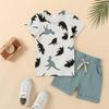 3T Toddler Boy Clothes Baby Boys Summer Outfits Dinosaur T-Shirt & Shorts Set, Light Blue Dinosaur 3-4T view 2