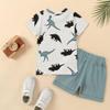 3T Toddler Boy Clothes Baby Boys Summer Outfits Dinosaur T-Shirt & Shorts Set, Light Blue Dinosaur 3-4T view 3